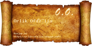 Orlik Ofélia névjegykártya
